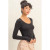 Hyfve Scoop Neck Long Sleeve Crop Top - Black