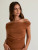 LE LIS Off the Shoulder Top with Ruching - Brown