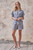 Urban Daizy Linen Short Sleeve Button-Down Shirt - Navy Stripe