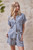 Urban Daizy Linen Short Sleeve Button-Down Shirt - Navy Stripe
