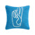 Ampersand Peace Hand Hook Pillow 14"-14" - Sky Blue