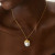 Melo Melo Piotr - Crescent Gold Moon Natural Pearl Coin Pendant