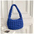 Puff Pleated Bubble Shoulder Bag Large Capacity Handbag - Blue