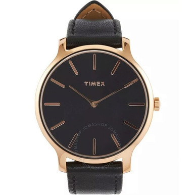 Timex Transcend Quartz Black Dial Ladies Watch - Gold/Black 
