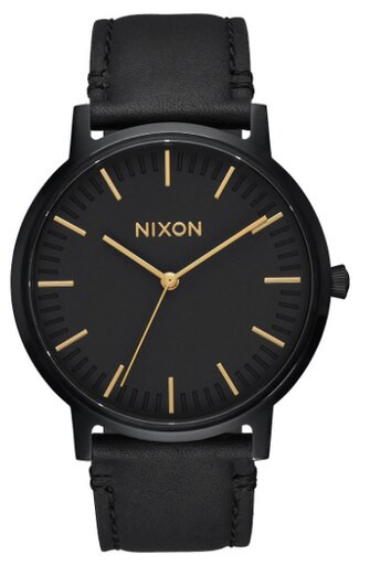 Nixon Porter Leather Watch - All Black/Gold - BUNKER