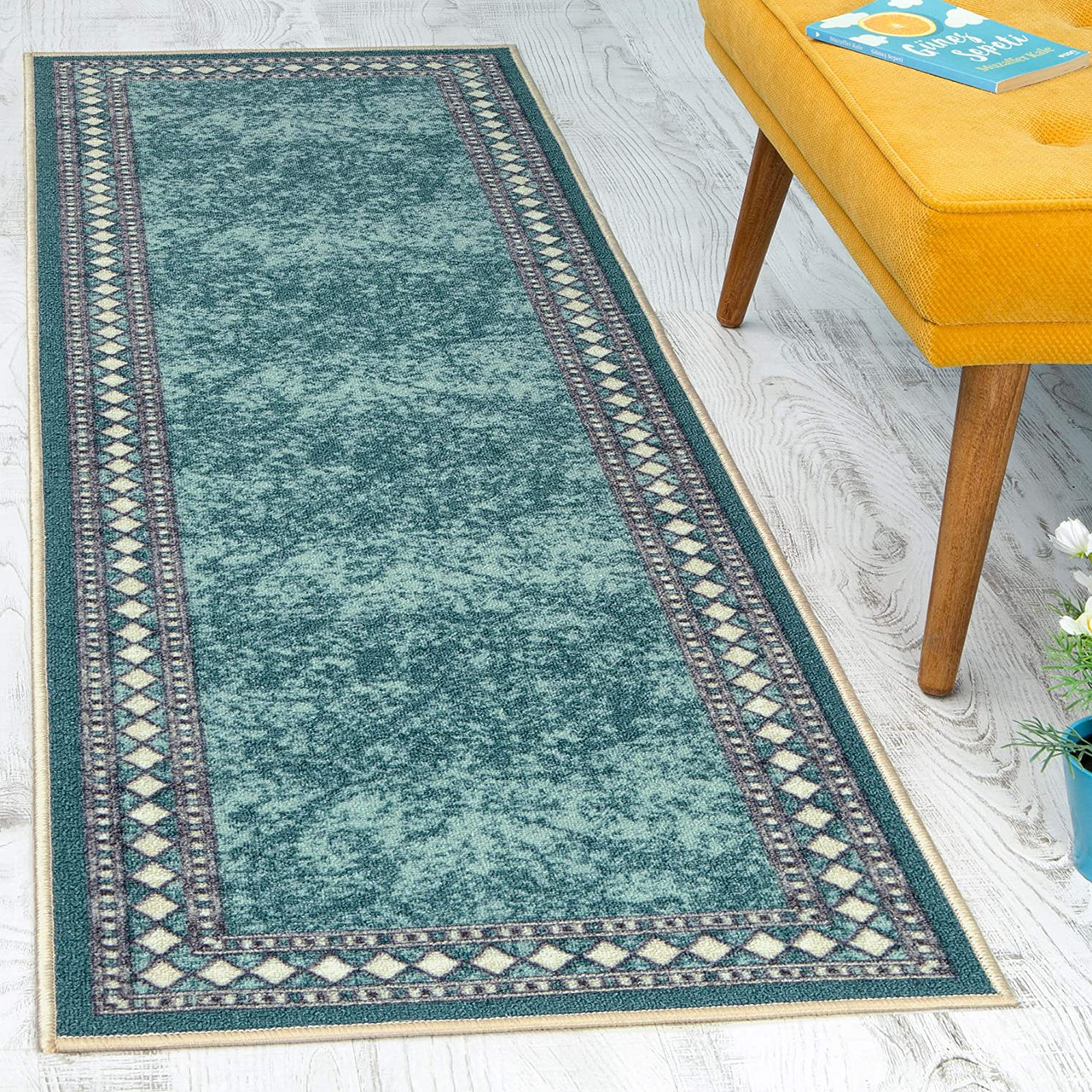 Modern Floral Non-Skid (Non-Slip) Low Profile Pile Rubber Backing Indo –  Ashley Area Rugs