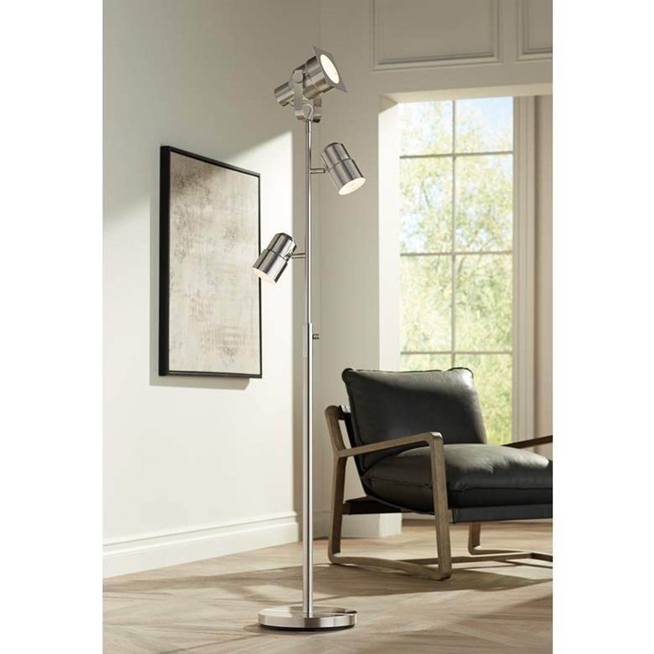 possini euro piazza brushed nickel torchiere floor lamp