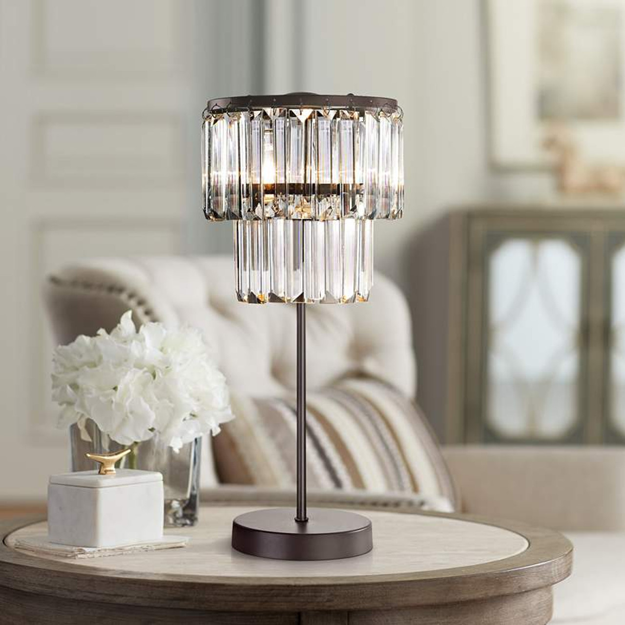 bronze chandelier table lamp