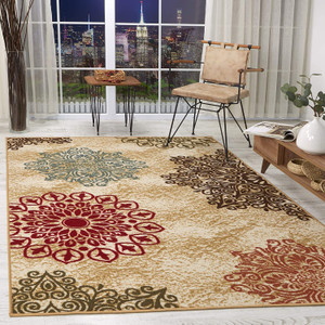 Antep Rugs Alfombras Bordered Modern 2x4 Non-Slip (Non-Skid) Low Pile Rubber Backing Kitchen Area Rug (Navy, 2'3 x 4')