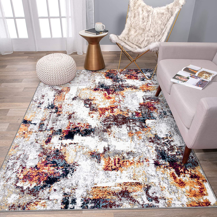 Contemporary Abstract Shades Multi Soft Area Rug