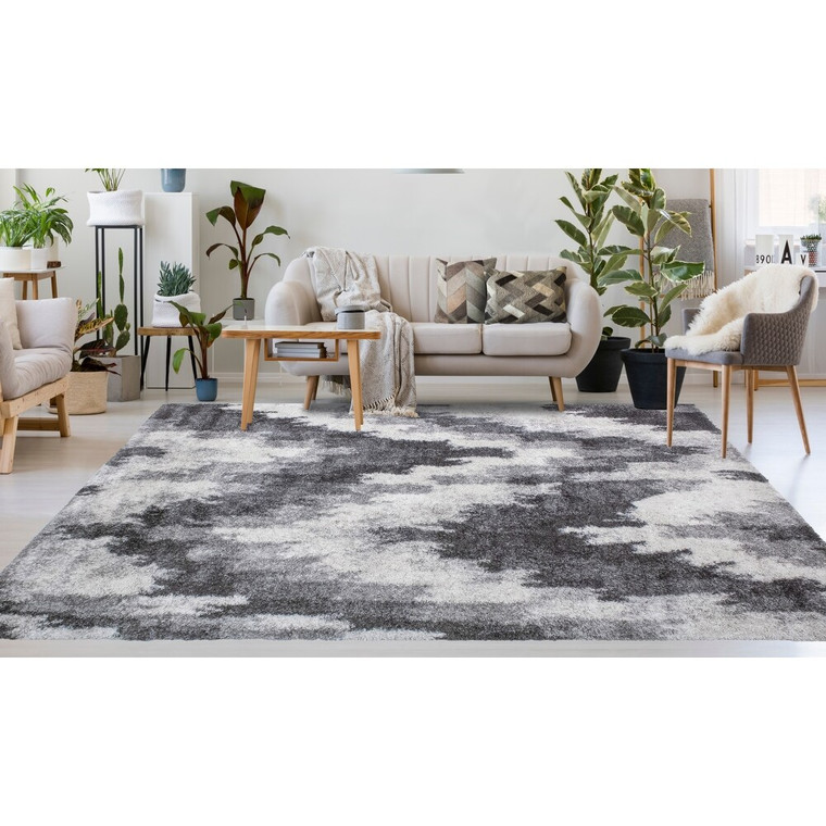 Lux Emma Casual Ikat Pattern 2-inch Thick Shag Soft Area Rug