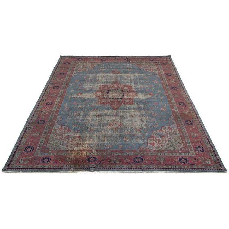 Hand-knotted Color Transition Denim Blue Wool Rug - 8'3 x 11'7