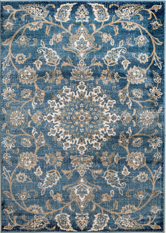 Oriental Distressed Persian Design Blue Soft Area Rug