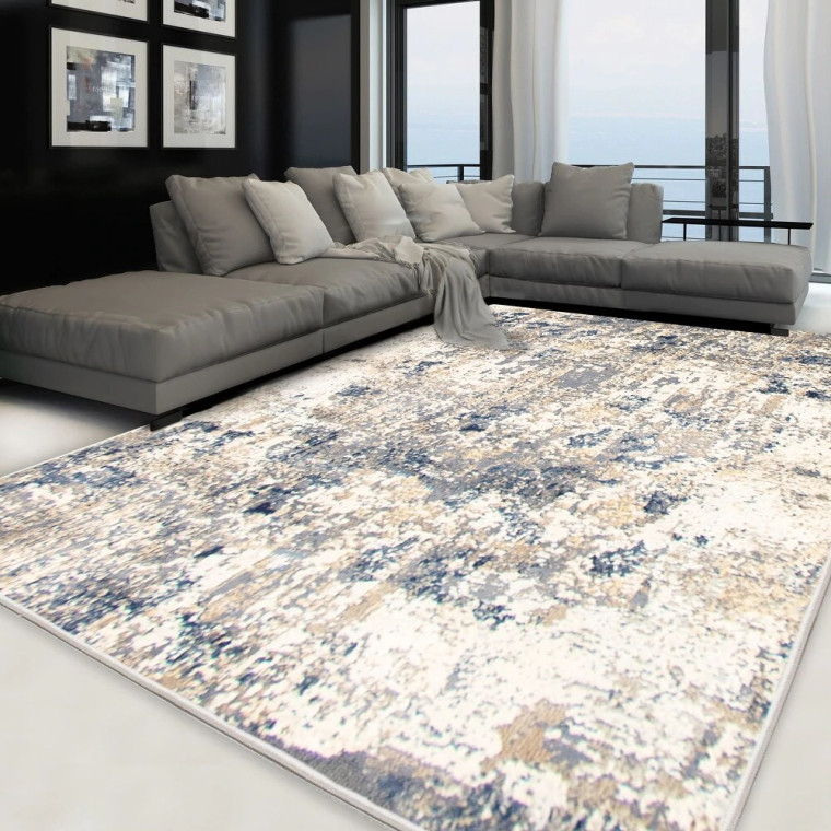 Dark Navy Ivory Eclipse Casual Soft Rug