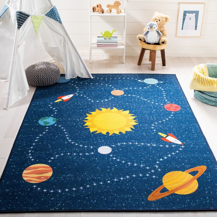 Kids Playhouse Carys Solar System Machine Washable Soft Rug