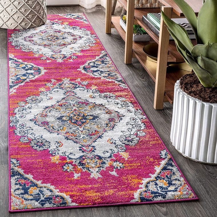 Bohemian FLAIR Boho Vintage Medallion Blue/Multi. Soft Area Rug