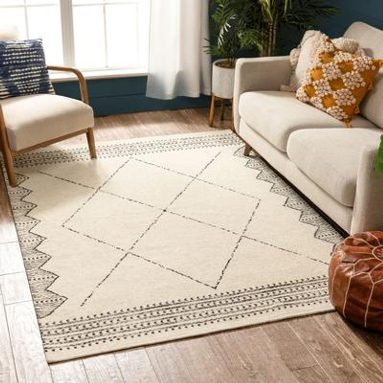 Moroccan Diamond Pattern Beige Rug