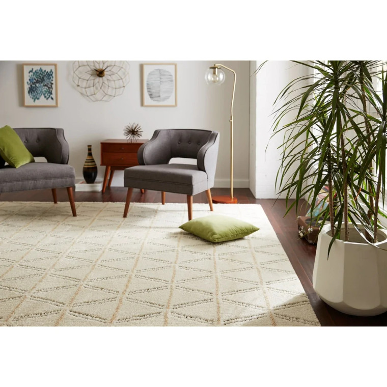 Home Linear Diamonds Woven Area Rug Cream/Grey
