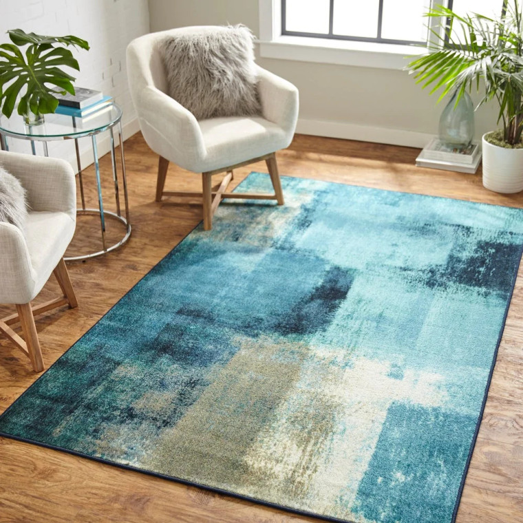Home Blurred Geo Area Rug Blue