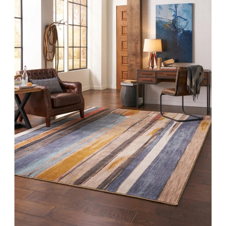 Home Mus Eureka Woven Soft Area Rug Blue/Yellow