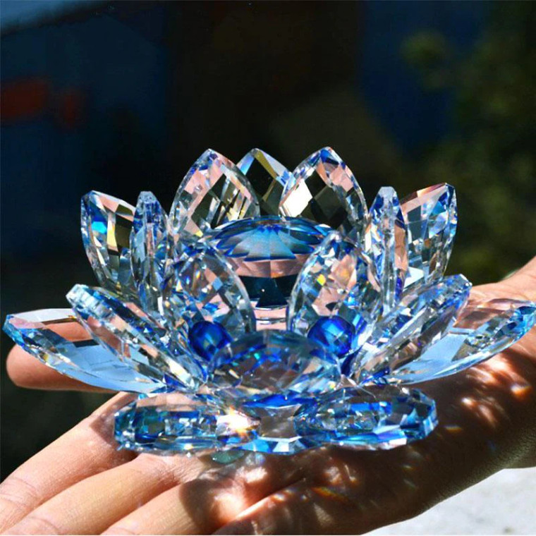 Home Decor Glass Quartz Crystal Lotus Flower