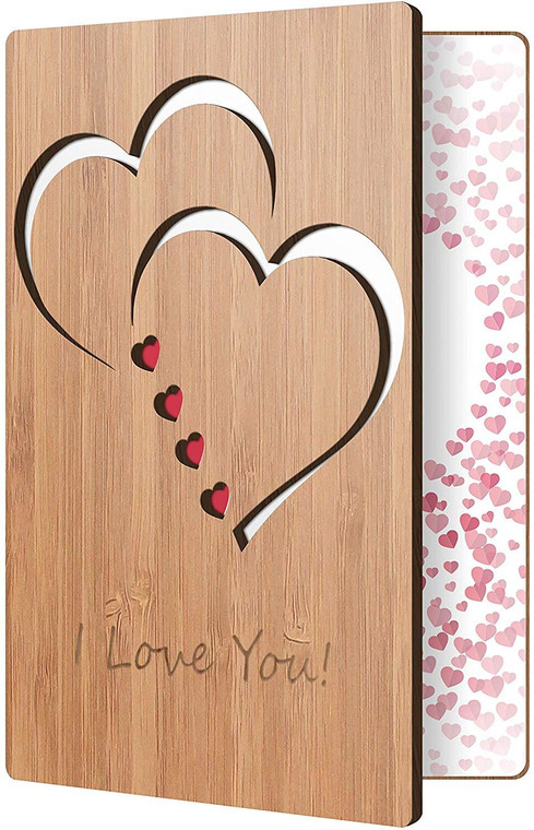 I Love You Card Handmade W/ Real Bamboo Greeting Cards For Any Occasion