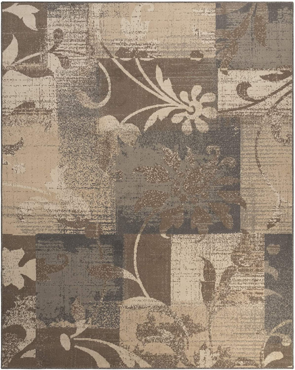 Geometric Patchwork Distressed Ivory Soft Area Rug - Multiple Sizes Available