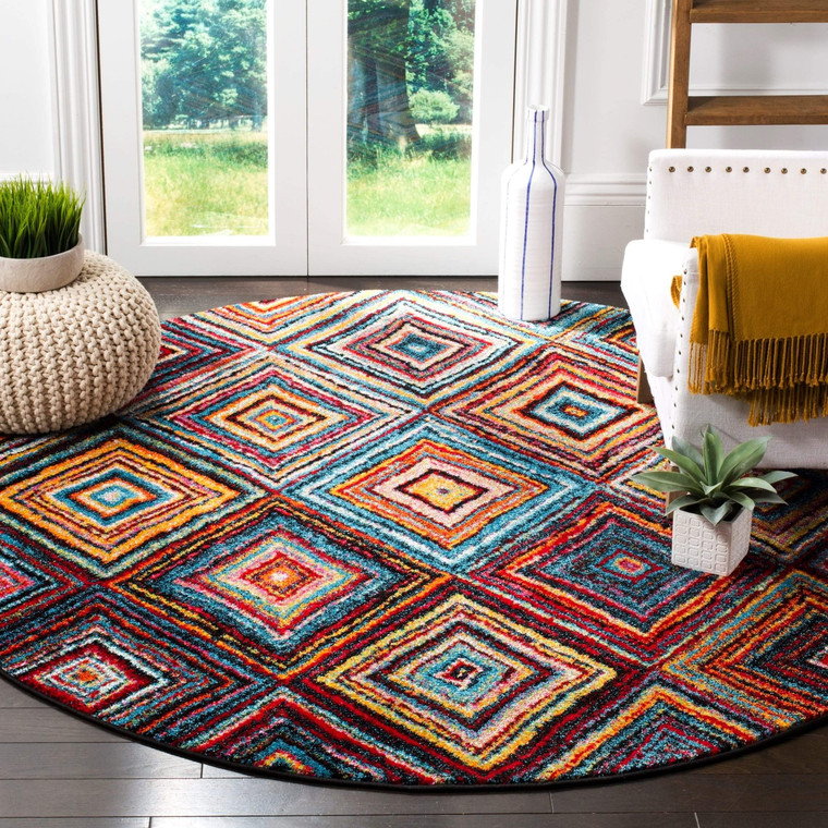 Abstract Multi-color Diamond Pattern Area Rugs