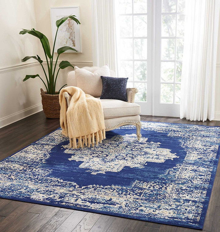 Navy Blue Distressed Persian Area Rugs