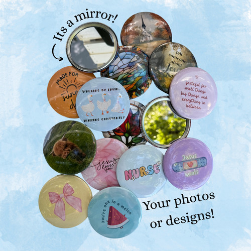 Custom Pocket Mirror with Velvet Bag