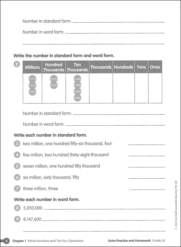 Math in Focus Extra Practice and Homework Set Grade 5