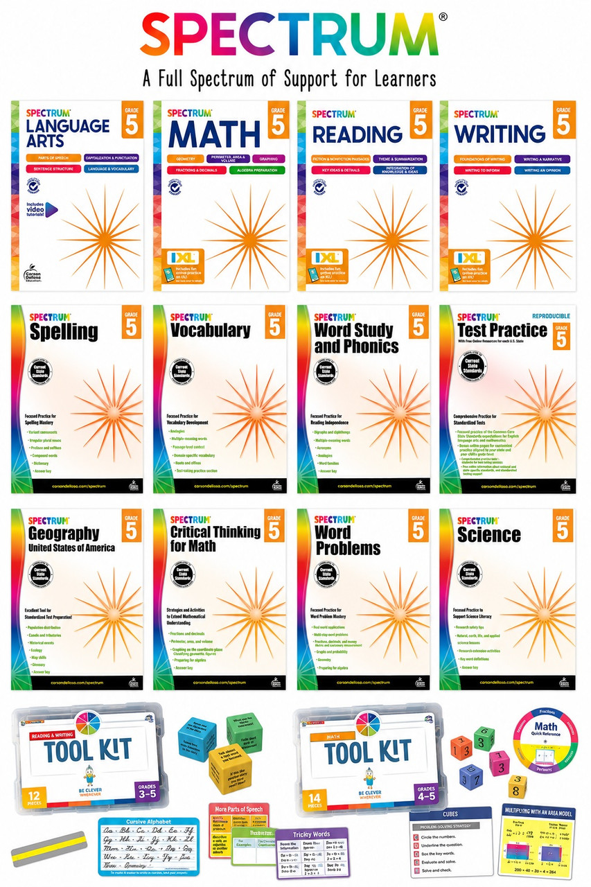 未使用 スペクトラム　Spectrum Grade P 5冊セット インター準備 5th Grade Spectrum Workbook Bundle