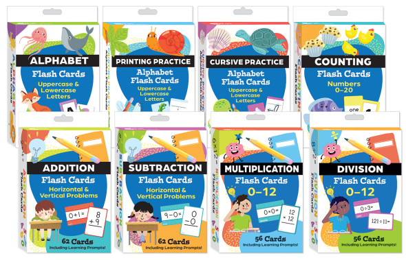 Literacy & Math Flash Cards Complete 8-Deck Set
