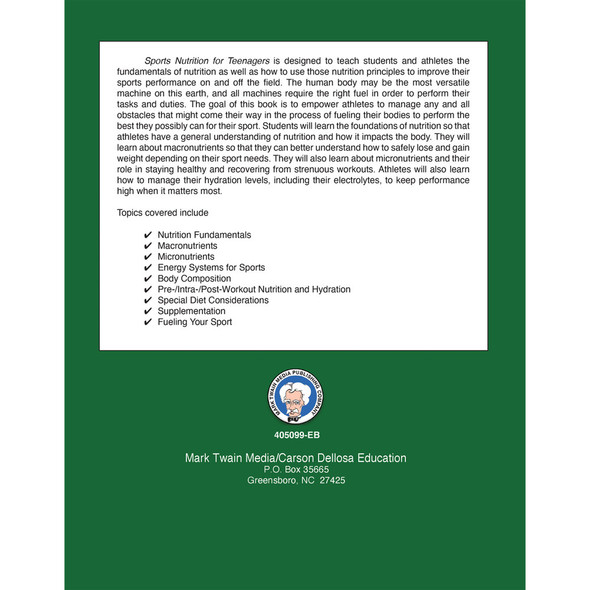 Grades 6-12 Sports Nutrition for Teenagers Workbook