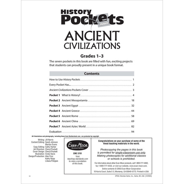 Grades 1-3 History Pockets: Ancient Civilizations Teacher Resource Book