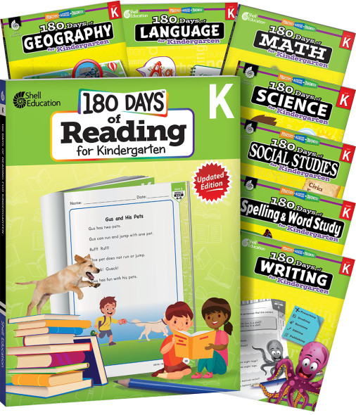 Kindergarten 180 Days of Practice 8-Subject Bundle