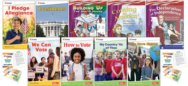 Grades K-1 American Democracy, Voting, & Elections 9-Book Set + 2 Card Decks