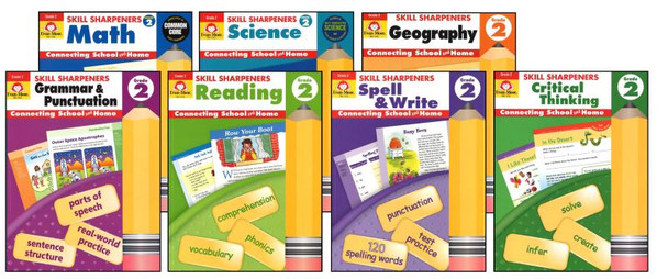 Grade 2 Skill Sharpeners 7-Subject Workbook Bundle