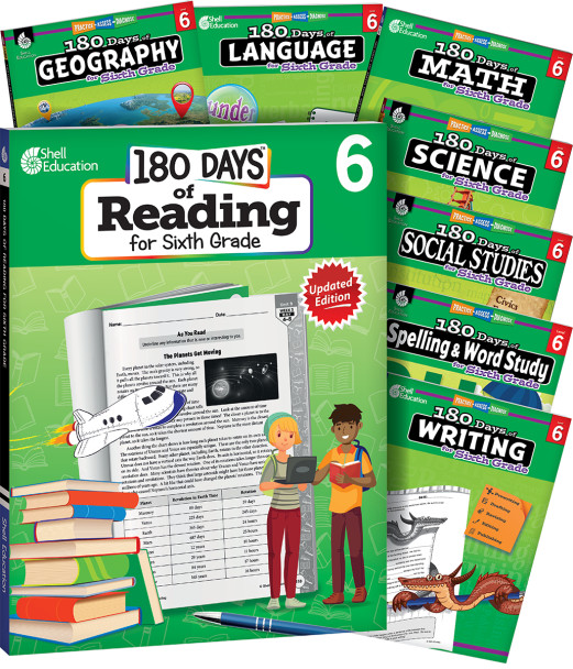 6th Grade 180 Days of Practice 8-Subject Bundle