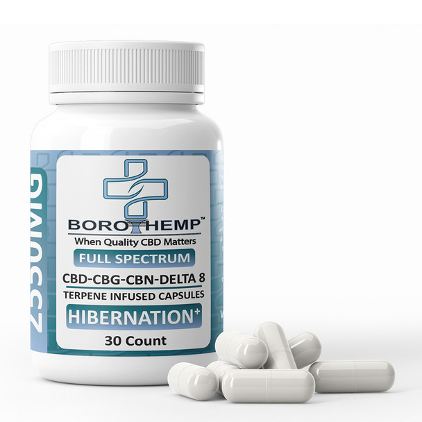Full Spectrum CBD-CBG-CBN-Delta 8 Terpene Infused Capsules - Hibernation+