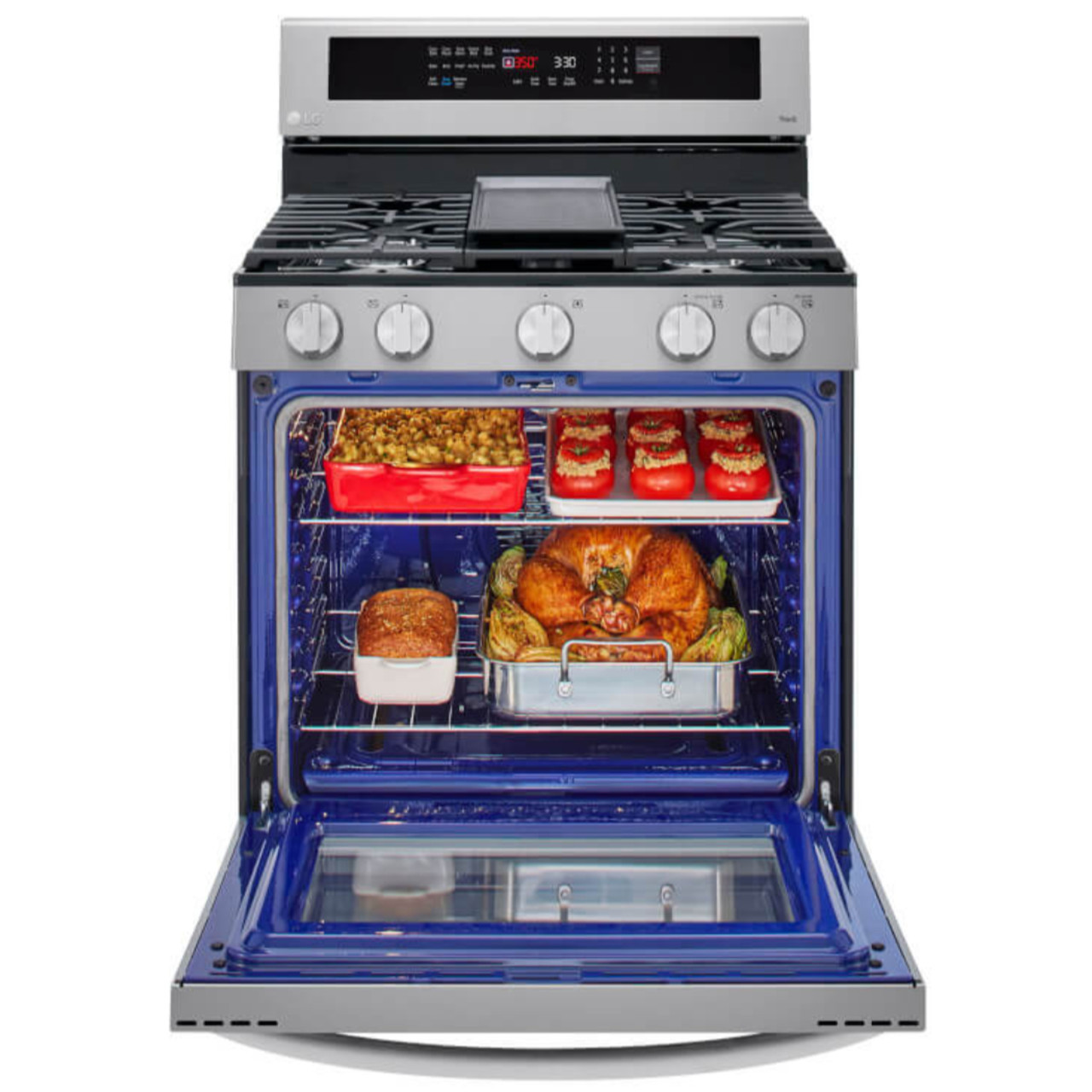 LG 5.8-Cu. ft. GAS Convection Smart Range with AirFry, Stainless Steel