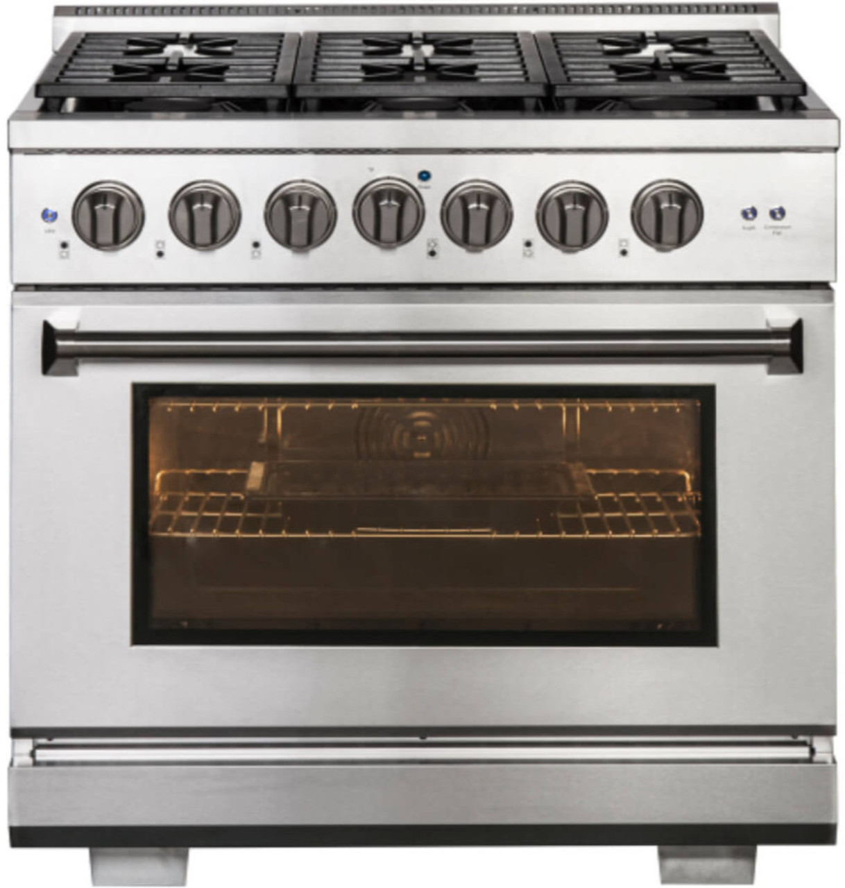 Stainless Steel gas range 6 German sealed burners with Convection Oven