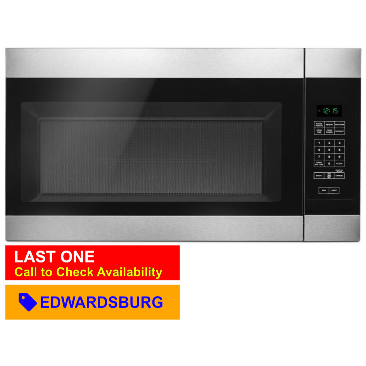 Amana® 1.6 Cu. Ft. 1000 Watt Black on Stainless Over The Range Microwave  AMV2307PFS