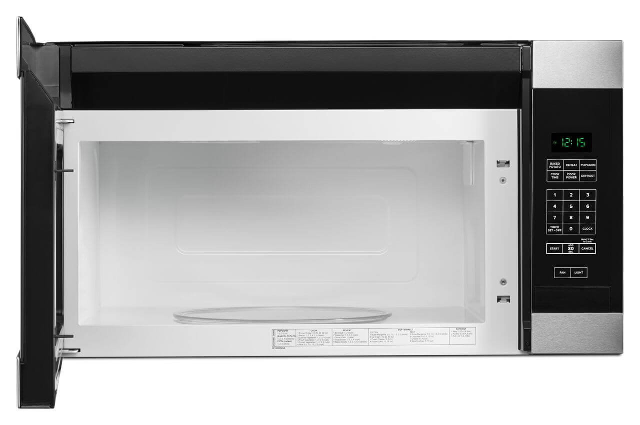 Amana® 1.6 Cu. Ft. 1000 Watt Black on Stainless Over The Range Microwave  AMV2307PFS