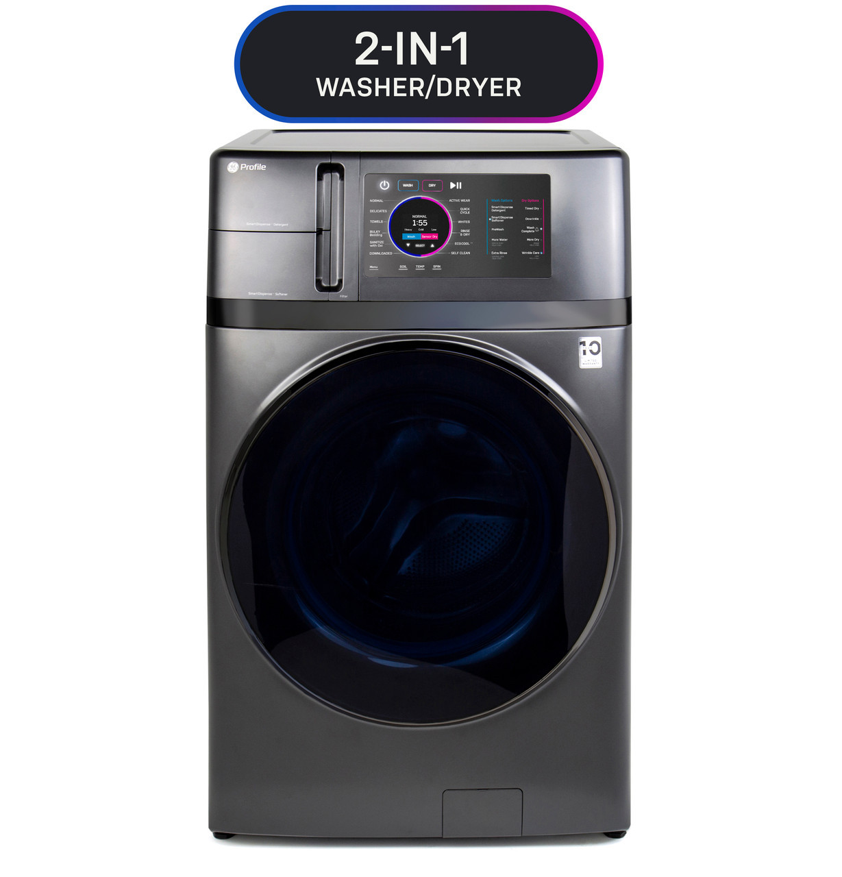 GE Profile™ 4.8 Cu. Ft. Carbon Graphite Front Load Washer Dryer Combo  PFQ97HSPVDS