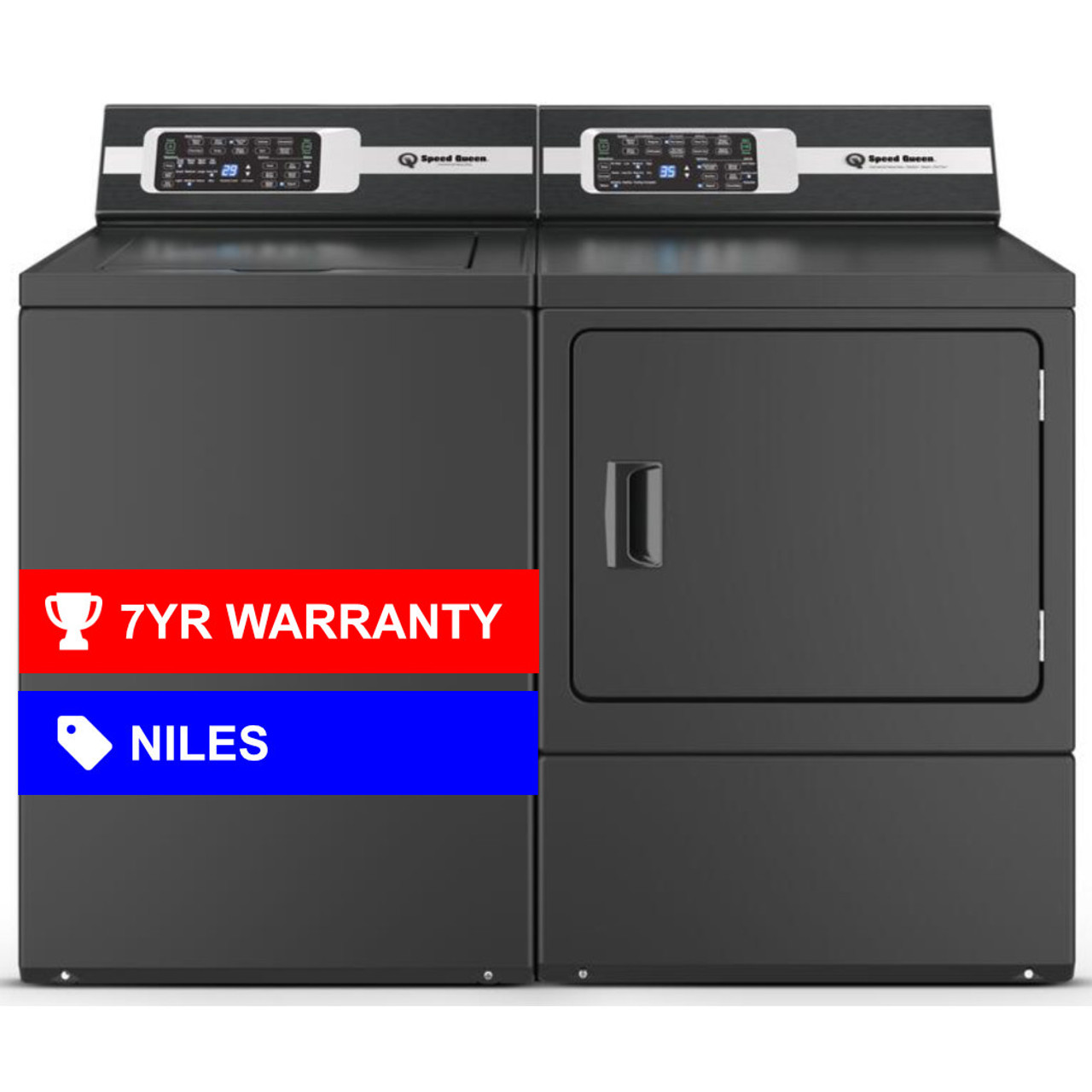 Speed Queen® TR7 3.2 Cu. Ft. Black Top Load Washer & 7.0 Cu. Ft. Gas Dryer  with 7 Year Warranty TR7003BN / DR7004BG