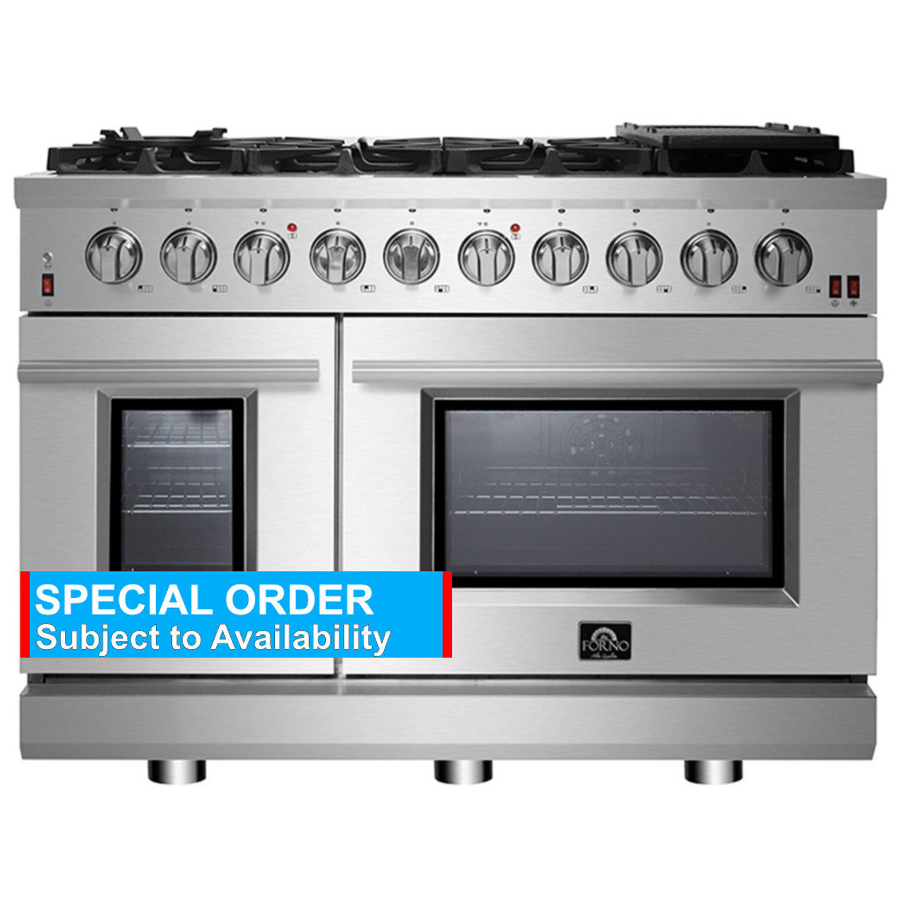 Forno 48 Freestanding Stainless Steel Double Oven Gas Range with