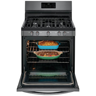 Frigidaire Gallery® 30" 5.0 Cu. Ft. Black Stainless Steel Self Cleaning Gas Range with Air Fry GCRG3060AD