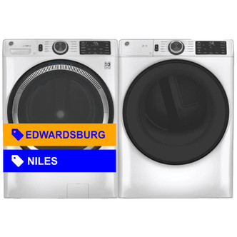 GE® 4.8 cu. ft. Front Load Washer & 7.8 cu. ft. Gas Dryer White Laundry Pair GFW550SSNWW / GFD55GSSNWW