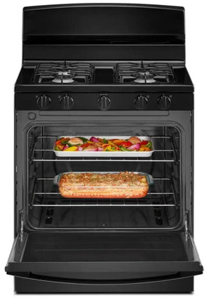 Amana® 5.0 Cu. Ft. Black Gas Range with Temp Assure Cooking System AGR4203MNB